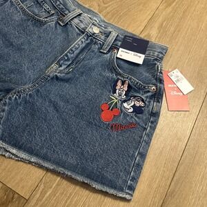 Old‎ Navy Disney Girl's Minnie Mouse Denim Jean Shorts Cut Off Embroidered Sz 16